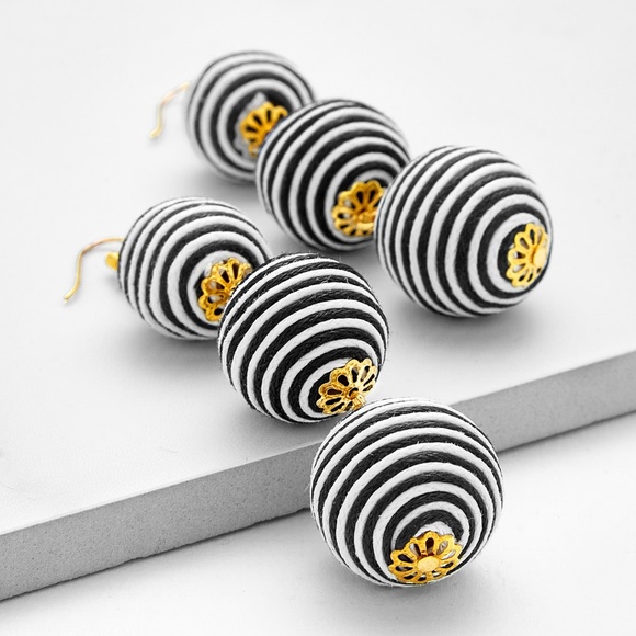 Pom Pom Drop Earrings - Picture 2 of 3